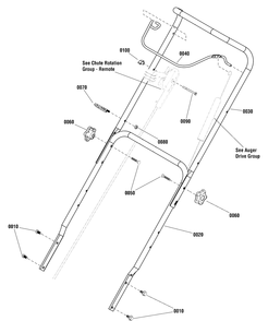 Handles And Controls Group Diagram and Parts List for 1696950-00-1022EE  Briggs and Stratton Snow Blower